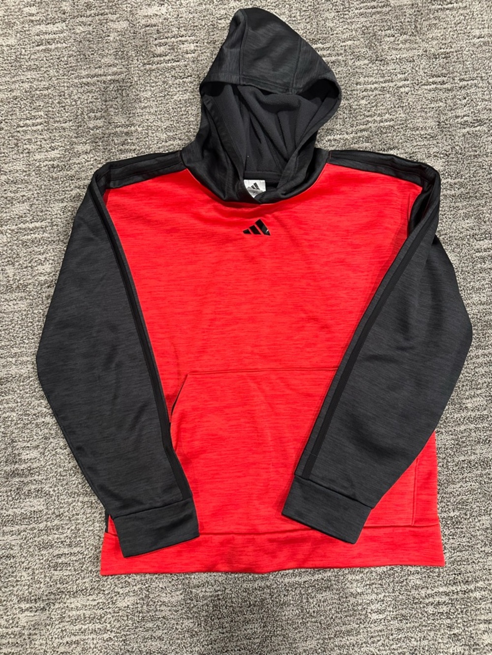 adidas Boys Red and Black Pullover Hoodie